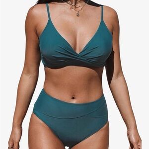 Cupshe Ocean Blue High-Waist Bikini Set